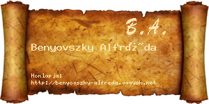 Benyovszky Alfréda névjegykártya